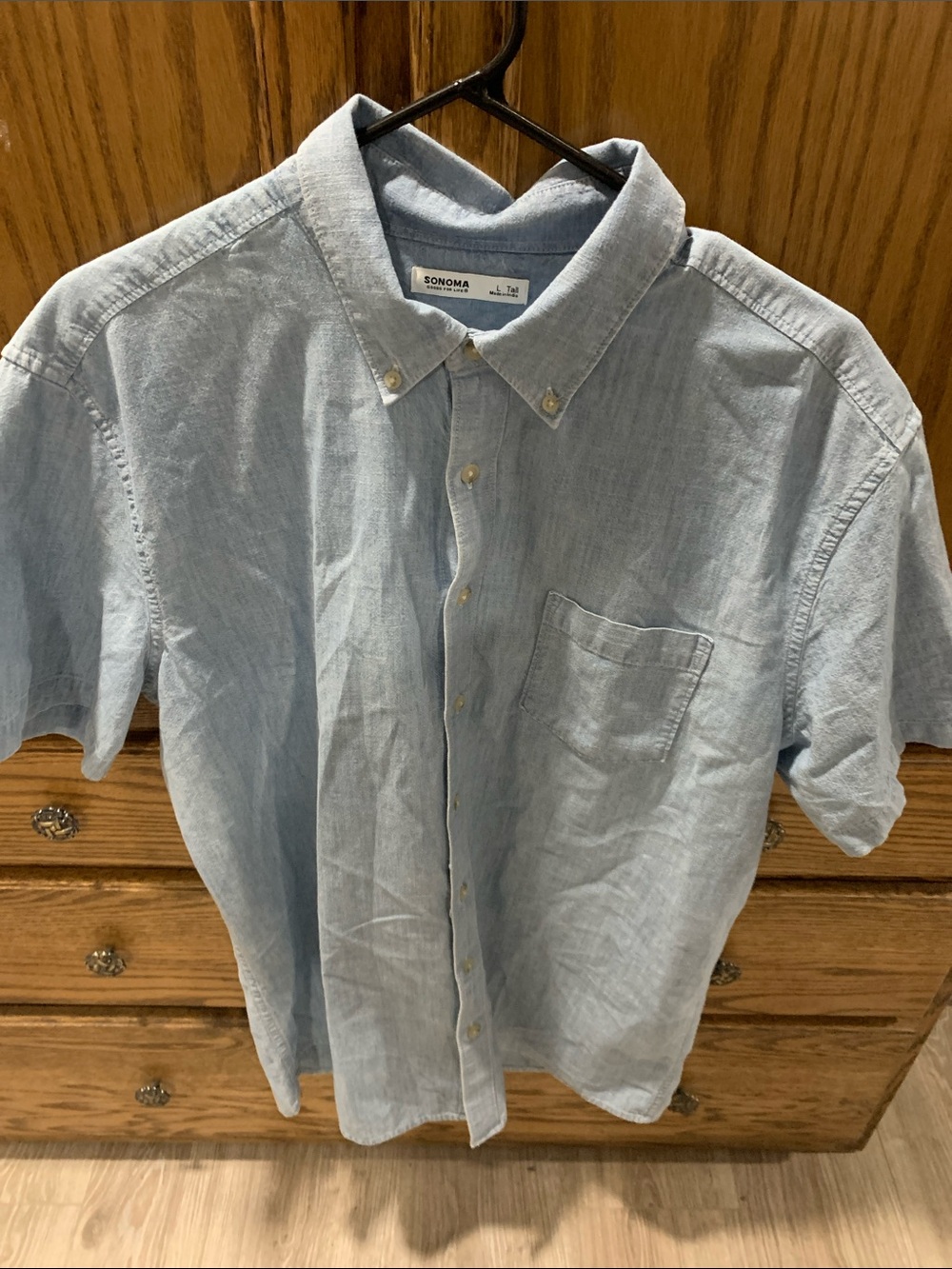 Sonoma Pale Blue Short-Sleeve Button-Down Shirt